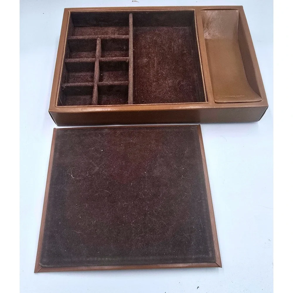 Vintage Patent Leather Dresser Caddy‎ Organizer Tray Change Scoop Jewelry Valet